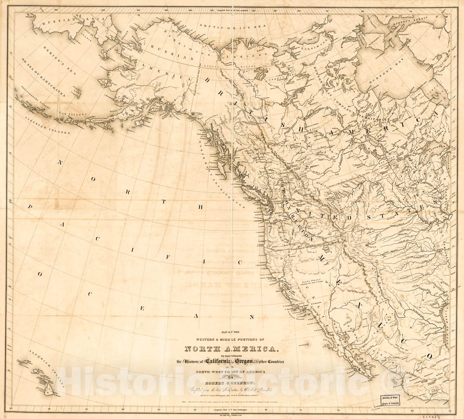 Historic 1800 Map - Map of The Western & Middle portions of North America : to illustrate The History of California, Oregon, and The Other Countries on The North-west Coast of America