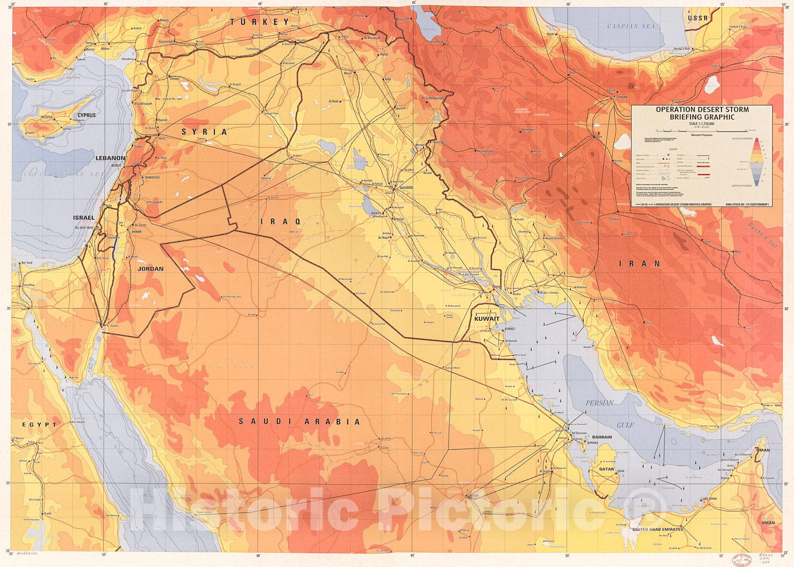 Historic 1991 Map - Operation Desert Storm briefing Graphic