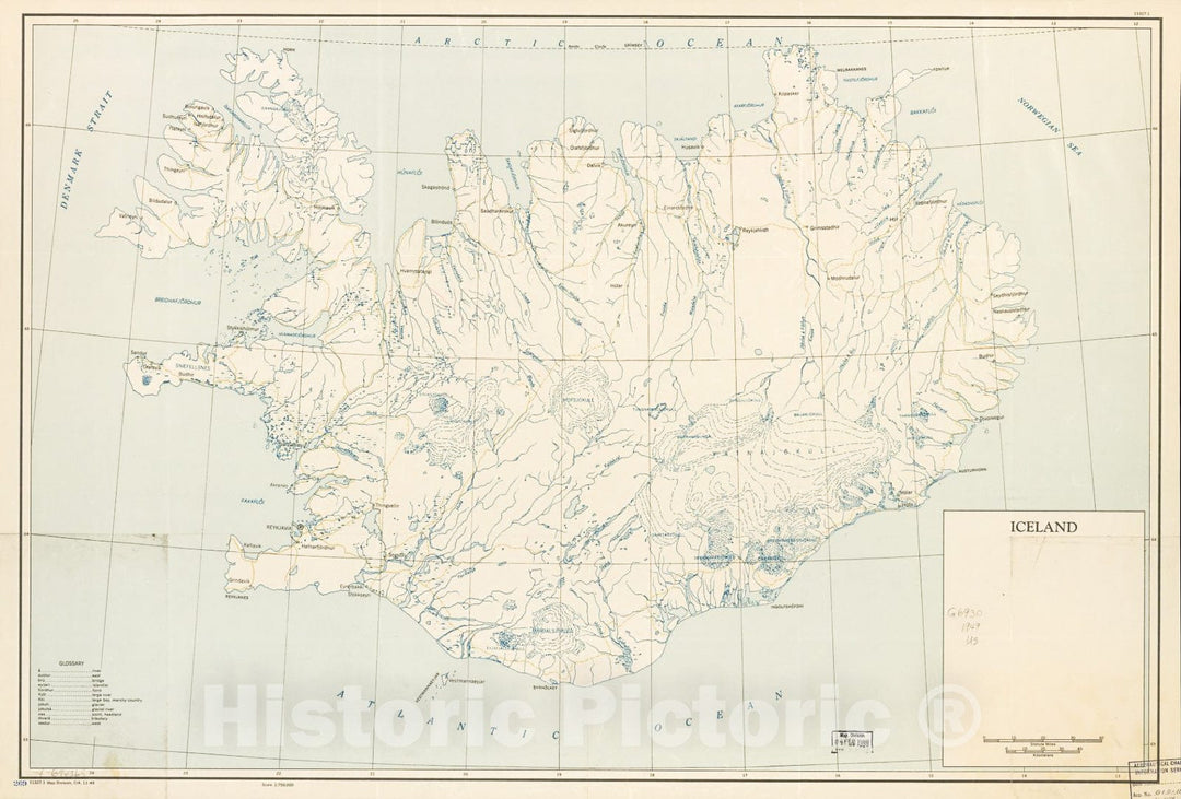 Historic 1949 Map - Iceland. 11-49.