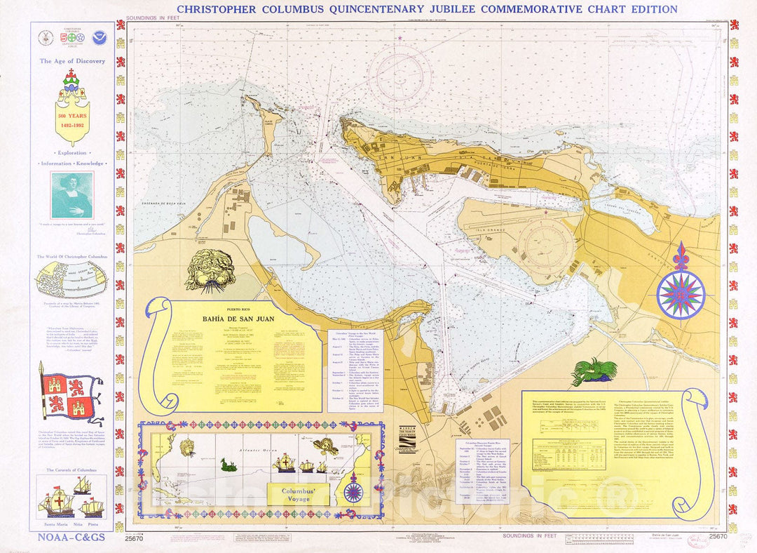 Historic 1992 Map - Puerto Rico, BahÃ­a de San Juan