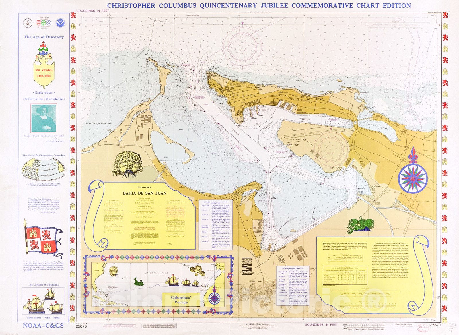 Historic 1992 Map - Puerto Rico, BahÃ­a de San Juan