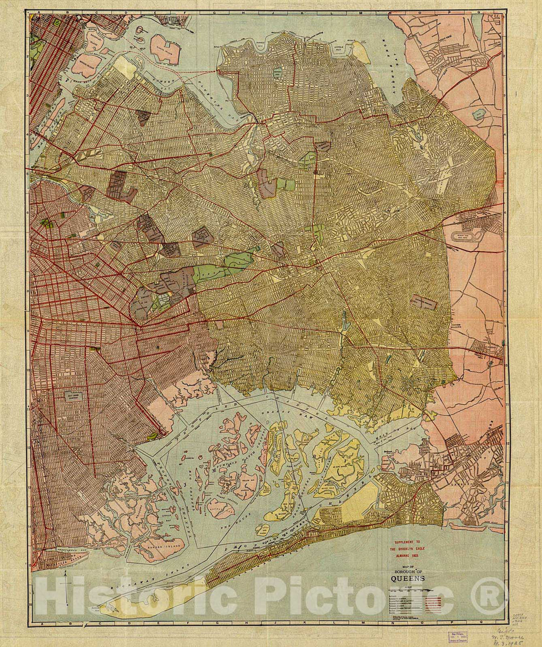 Historic 1923 Map - Map of The Borough of Queens.