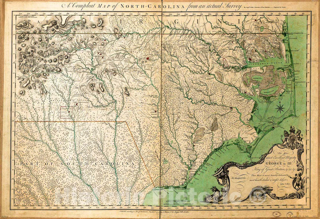 Historic 1770 Map - A compleat map of North-Carolina from an Actual Survey