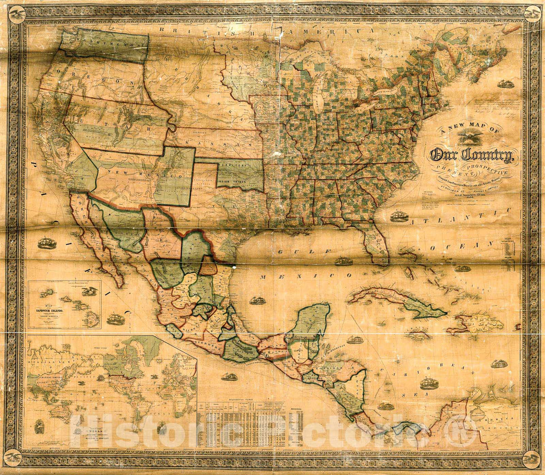 Historic 1856 Map - A New map of Our Country, Present and Prospective : United States : compiled from Government surveys and Other Reliable Sources.