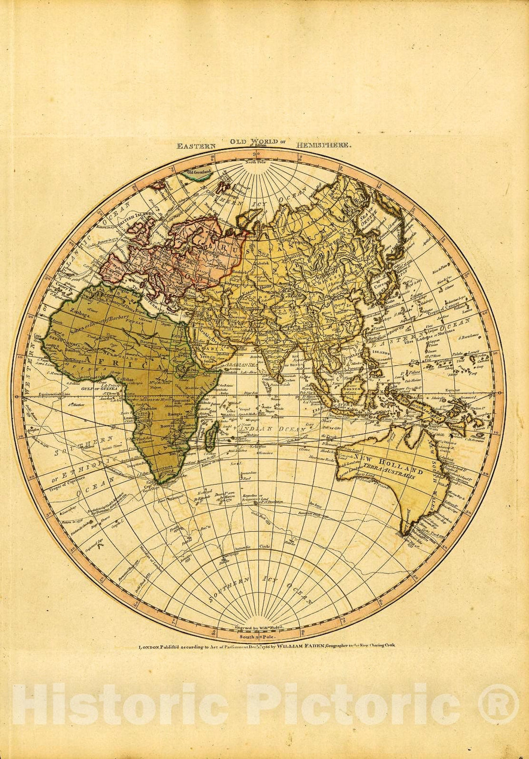 Historic 1786 Map - Western New World or Hemisphere. Eastern Old World or Hemisphere.