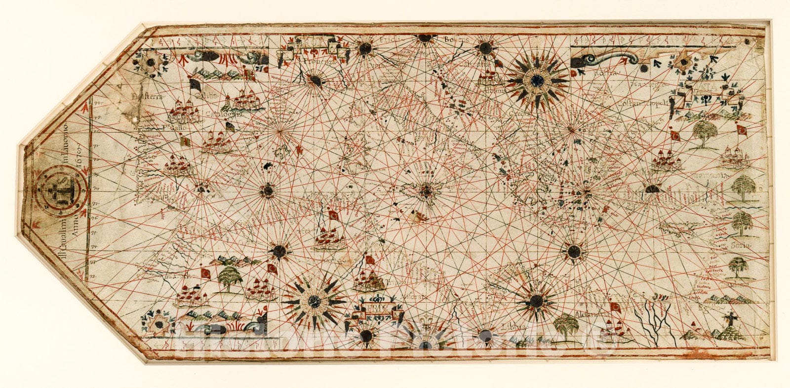 Historic 1678 Map - Chart of The Mediterranean, The Coast of Portugal, and The Northwest Coast of Africa