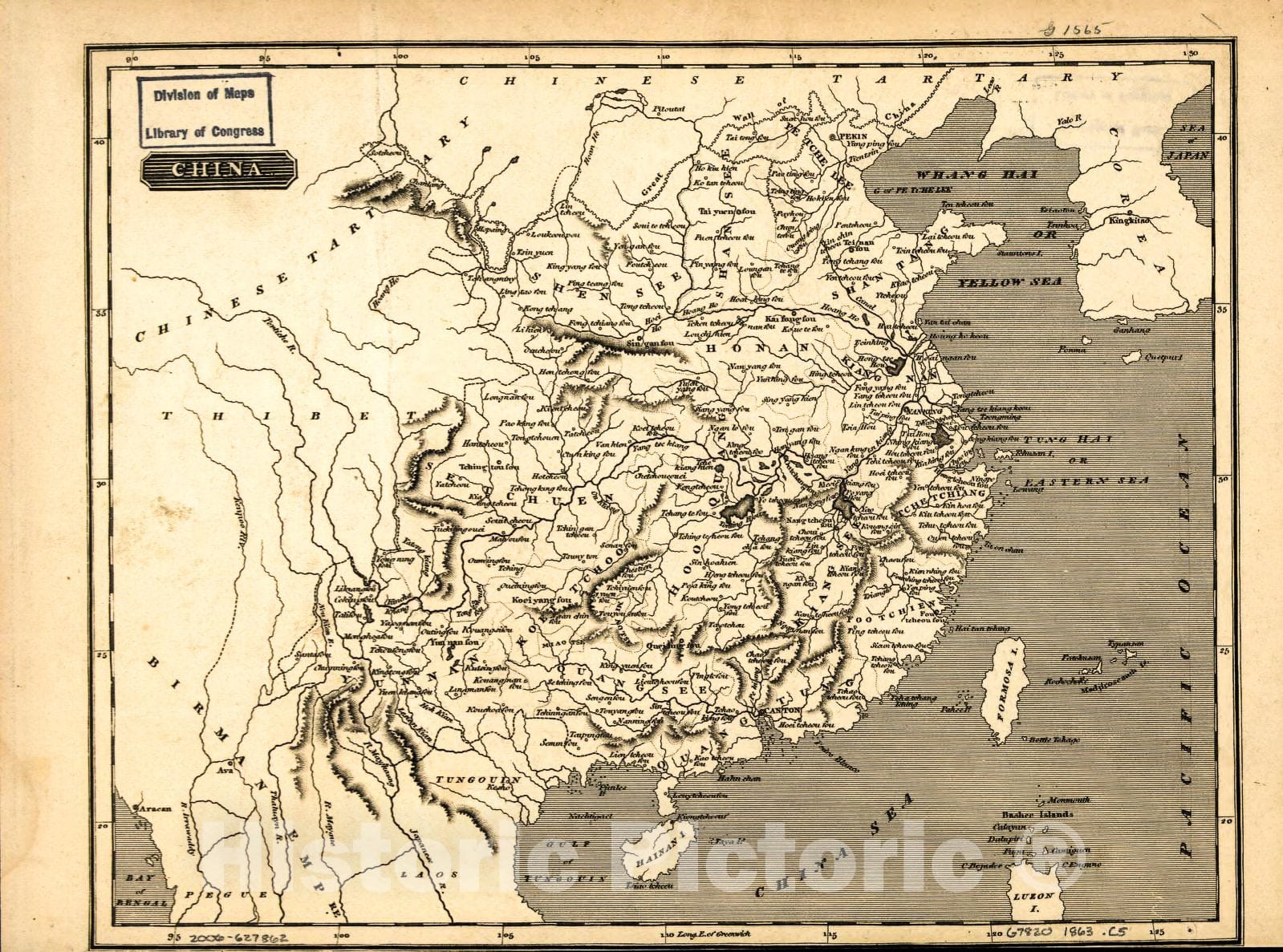 Historic 1863 Map - China.