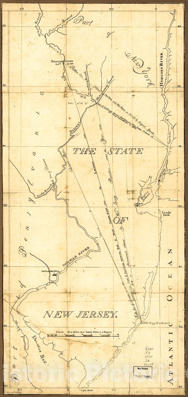 Historic 1780 Map - The State of New Jersey.