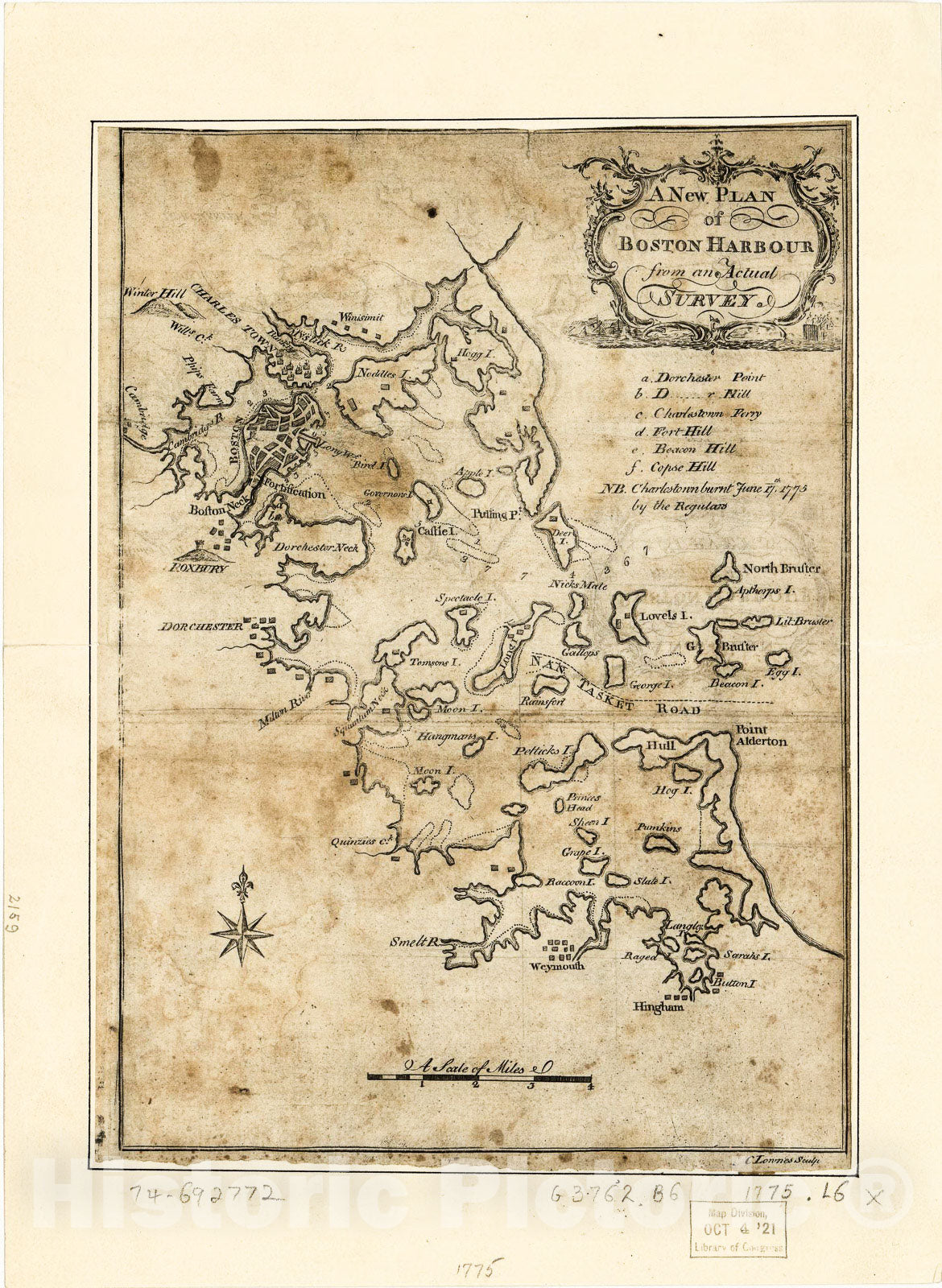 Historic 1775 Map - A New Plan of Boston Harbour from an Actual Survey.