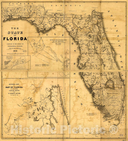 Historic 1846 Map - The State of Florida.