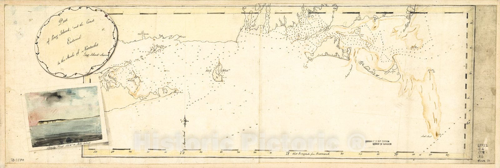 Historic 1778 Map - Part of Long Island; and The Coast eastward to The Shoals of Nantucket.