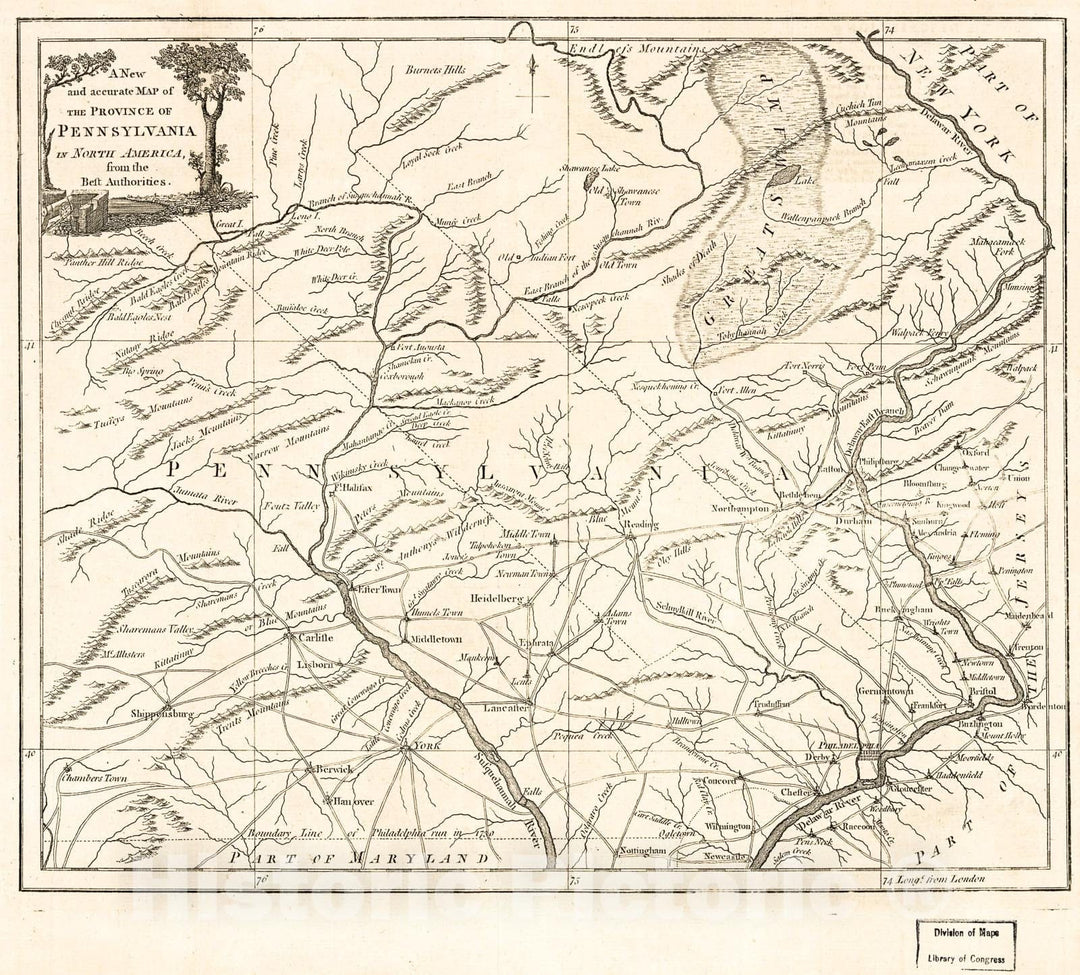 Historic 1780 Map - A New and Accurate map of The Province of Pennsylvania, in North America : from The Best Authorities.