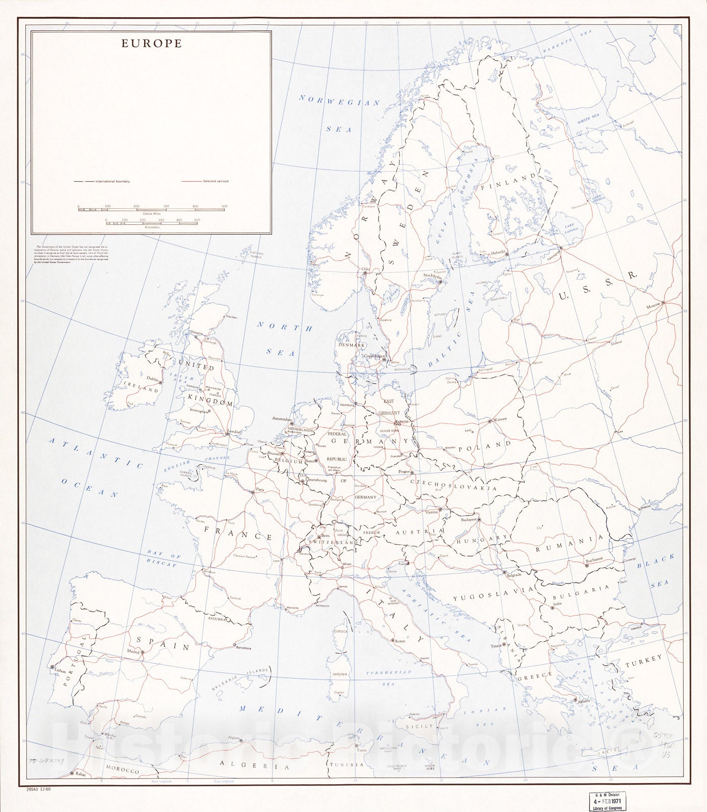 Historic 1960 Map - Europe. 12-60. 2