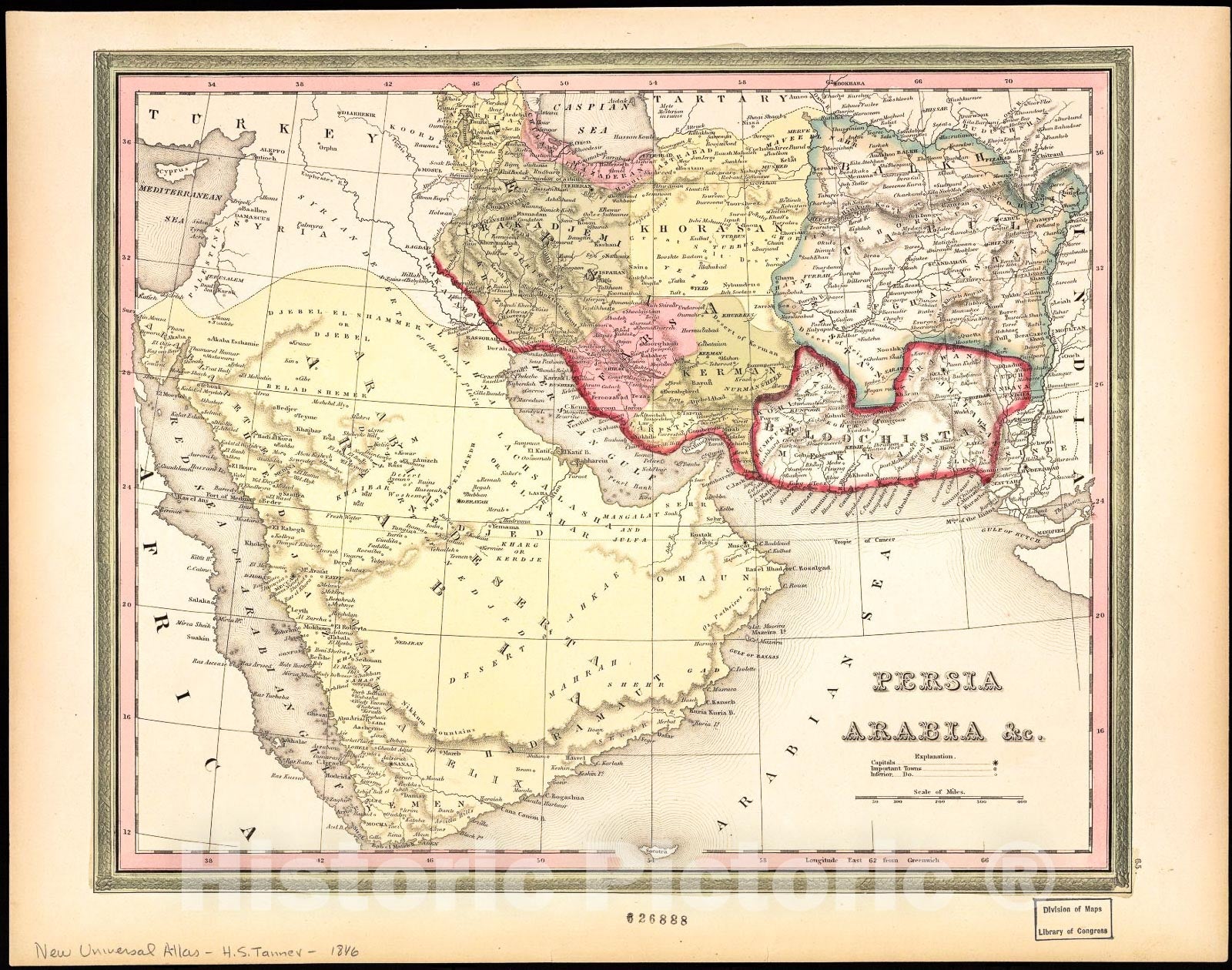 Historic 1846 Map - Persia Arabia