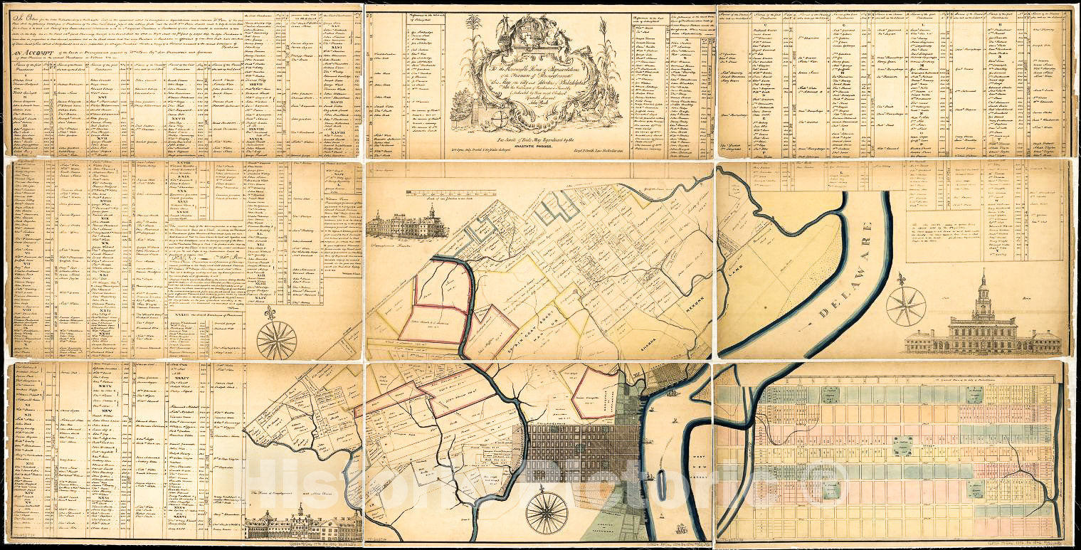 Historic 1846 Map - to The Honourable House of Representatives of The Freemen of Pennsylvania This map of The City and Liberties of Philadelphia with The Catalogue of purchasers