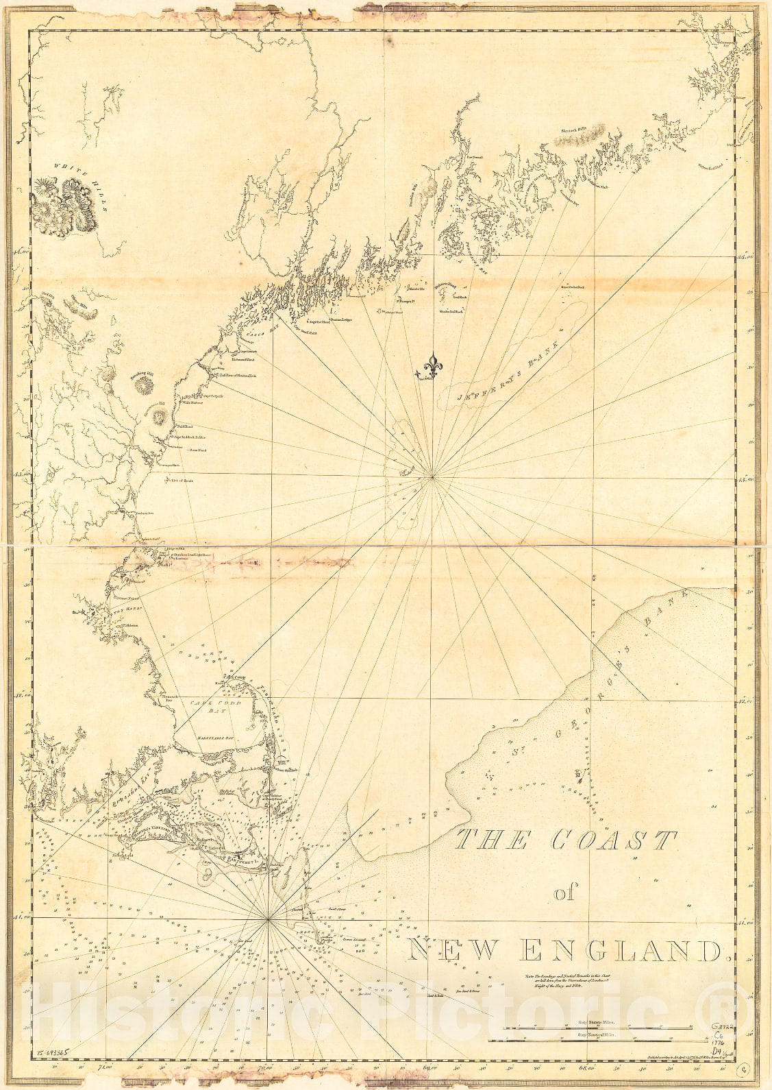 Historic 1776 Map - The Coast of New England.