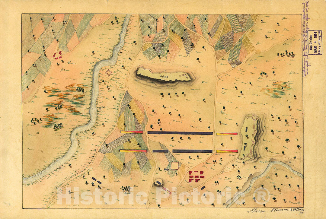 Historic 1848 Map - Manuscript map of Mexican War Campaign in Mexico