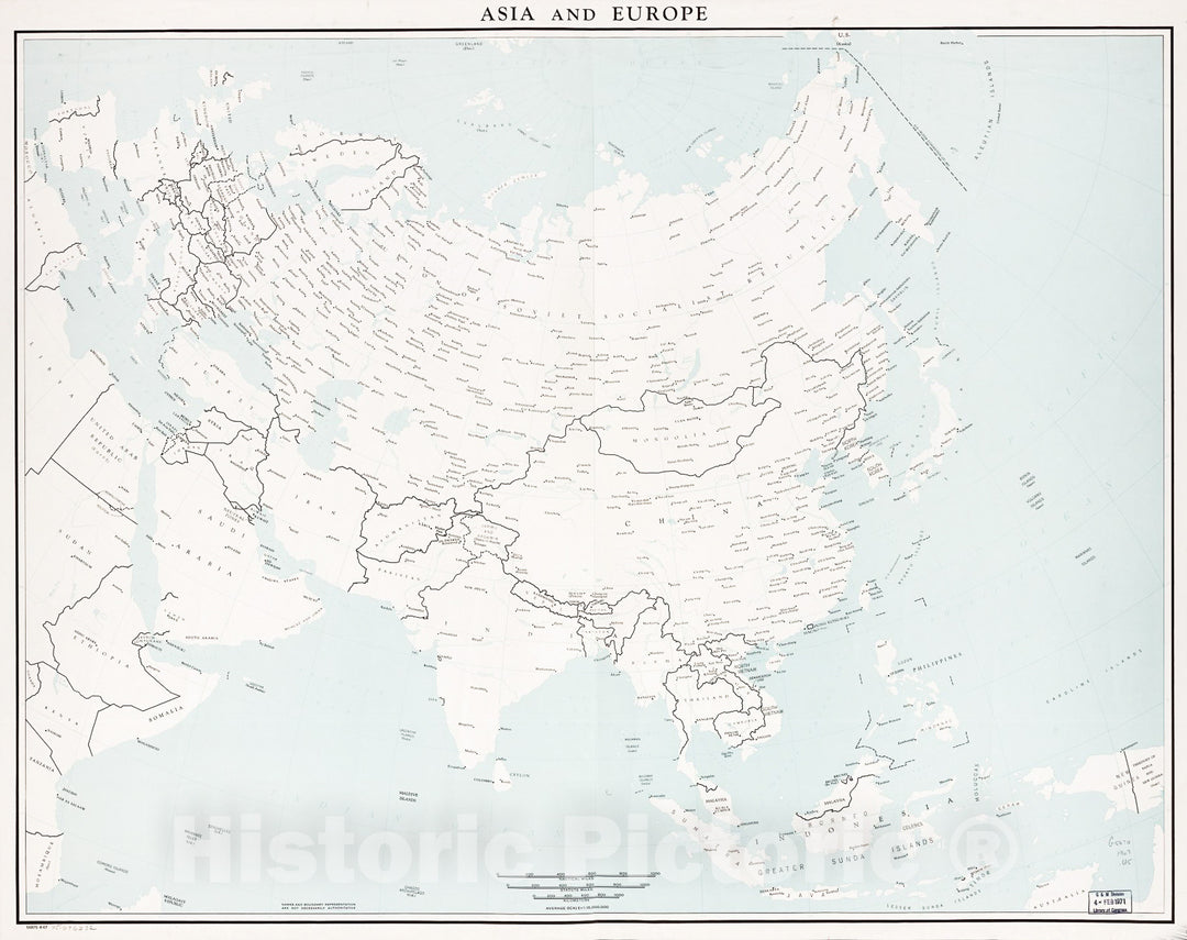 Historic 1967 Map - Asia and Europe. 8-67.