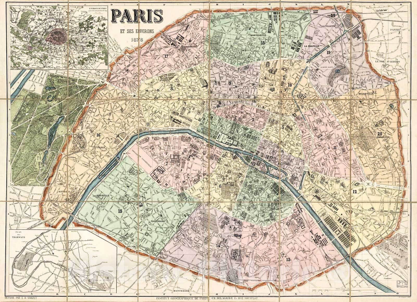 Historic 1878 Map - Paris et SES Environs : 1878