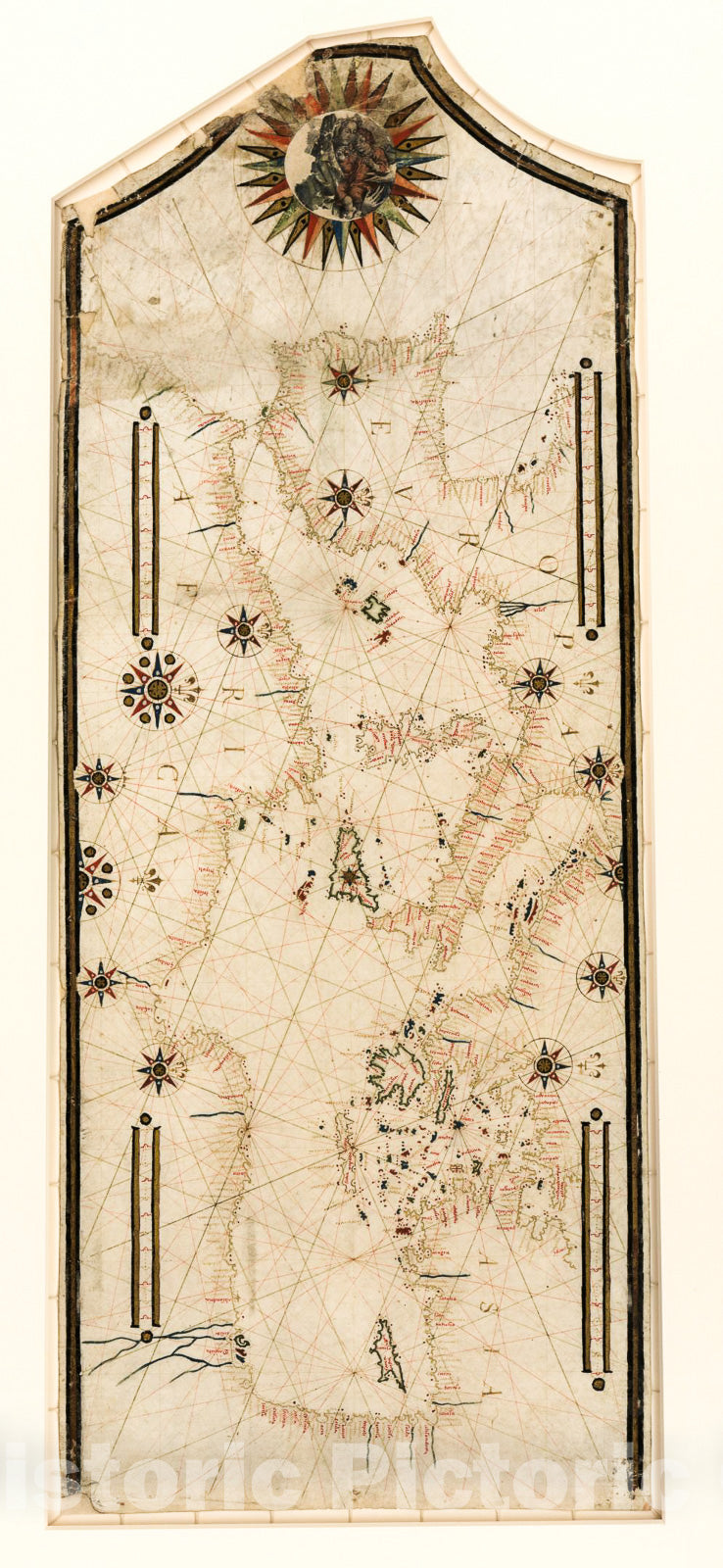 Historic 1550 Map - Portolan Chart of The Mediterranean and Connecting seas