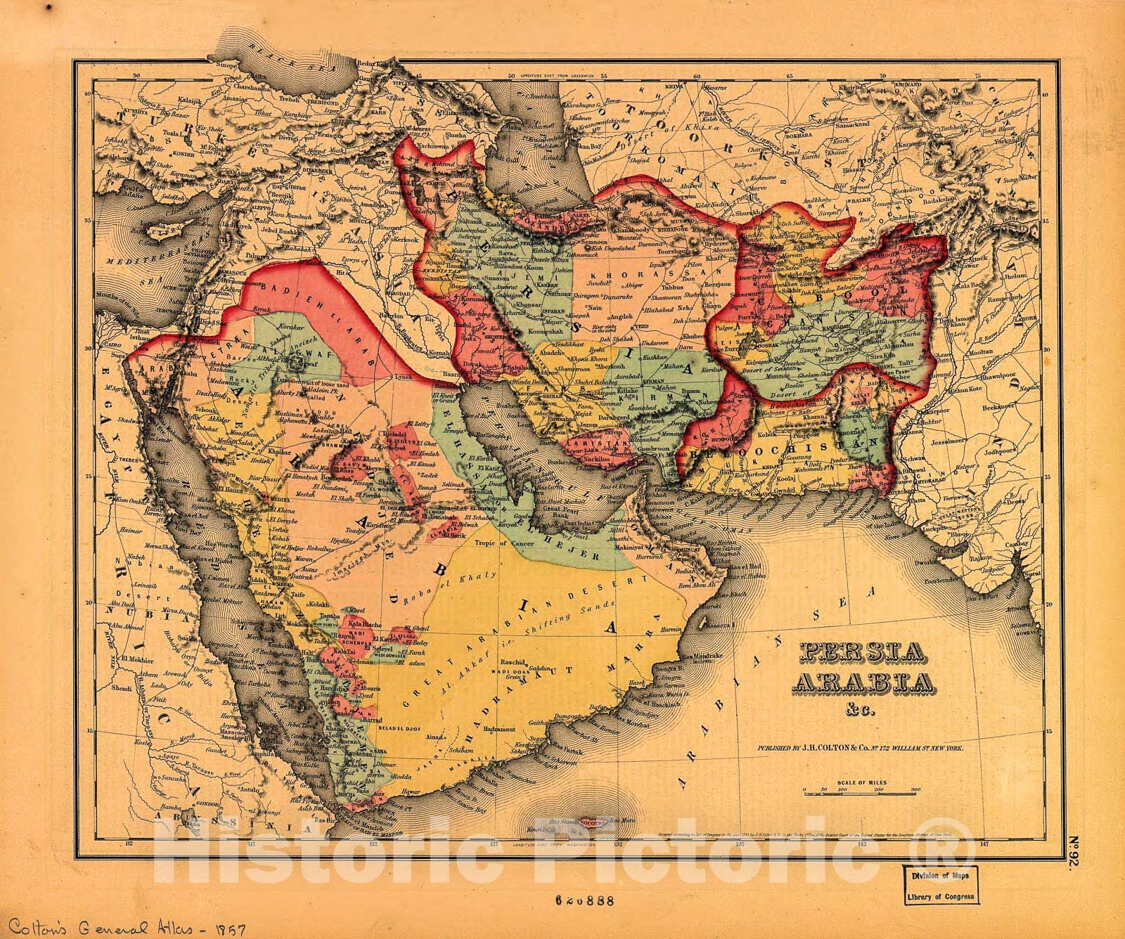 Historic 1855 Map - Persia Arabia & c.