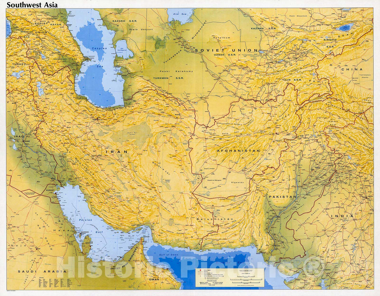 Historic 1980 Map - Southwest Asia.