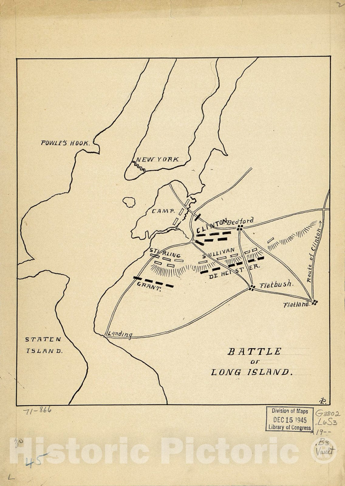 Historic 1900 Map - Battle of Long Island.