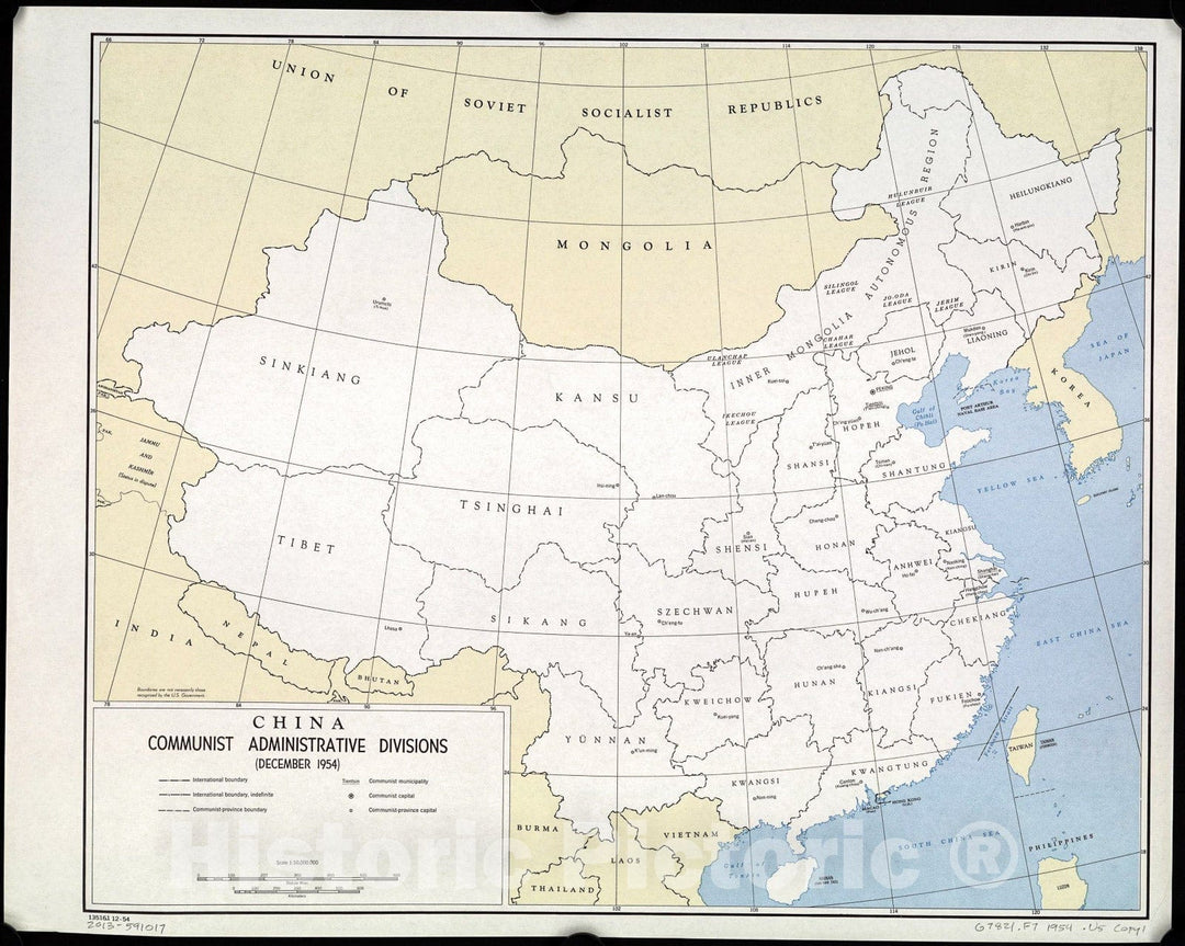 Historic 1954 Map - China, Communist Administrative divisions (December 1954).