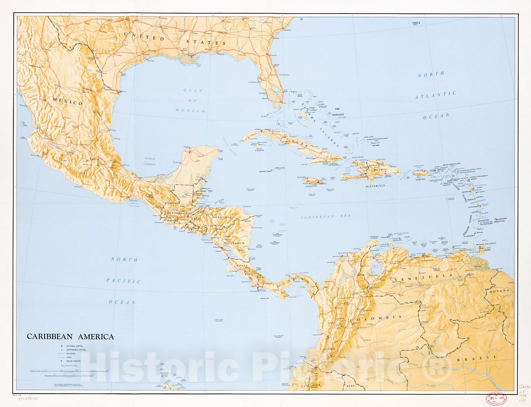 Historic 1986 Map - Caribbean America.