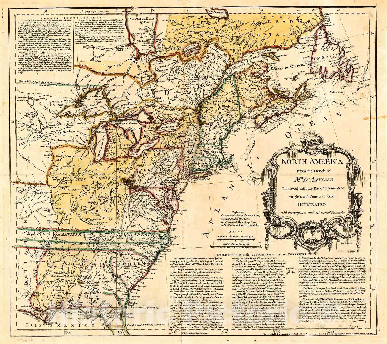 Historic 1758 Map - North America.