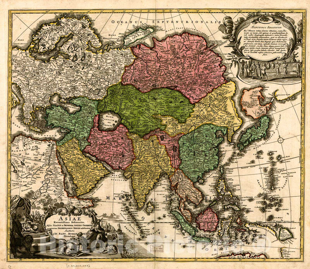 Historic 1700 Map - Asiae recentissima delineatio, Qua Status et Imperia totius orientis unacum orientalibus indiis exhibentur