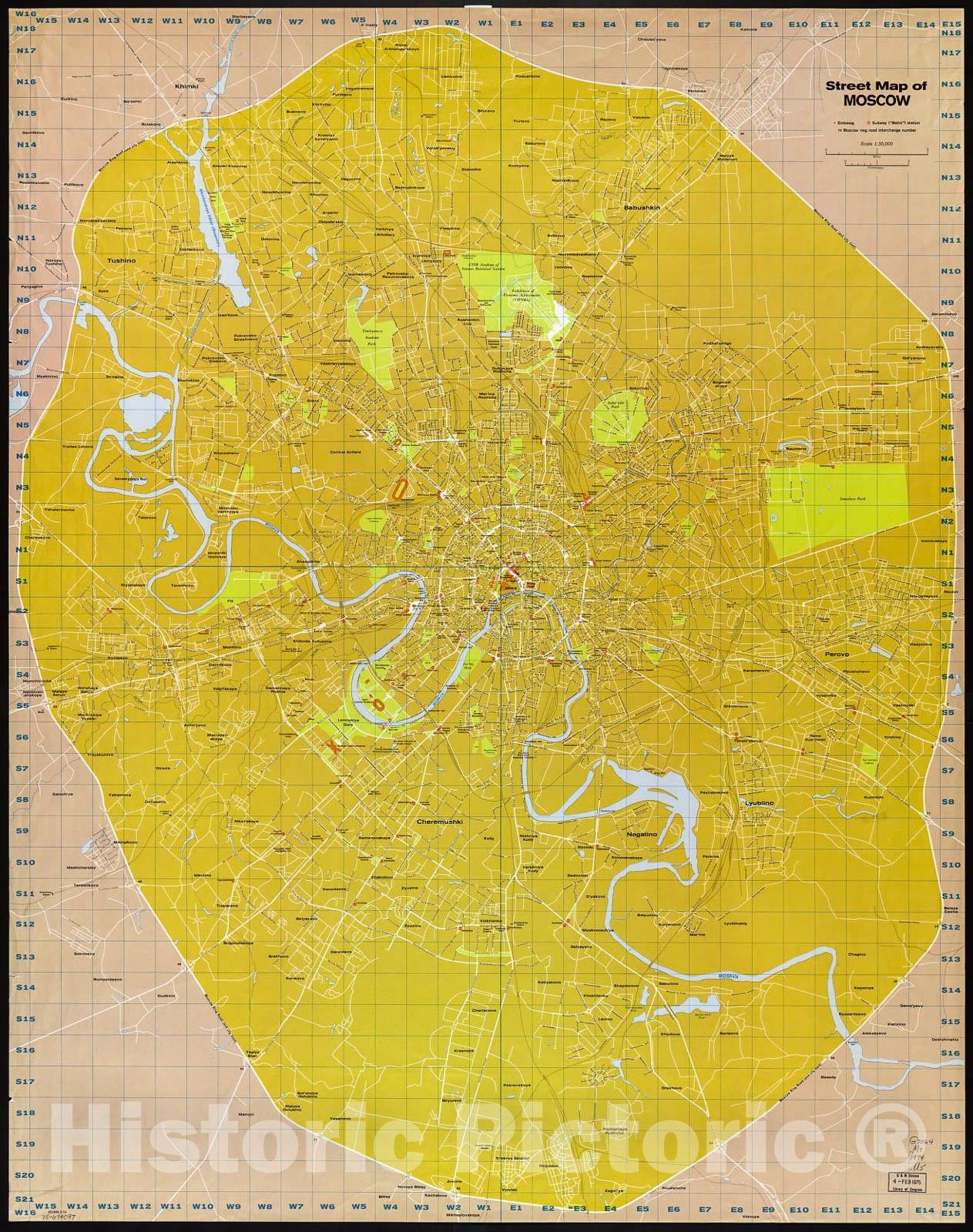 Historic 1974 Map - Street map of Moscow. 2-74.