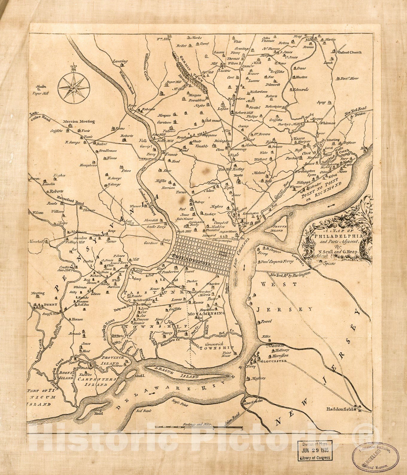 Historic 1777 Map - A map of Philadelphia and Parts Adjacent,