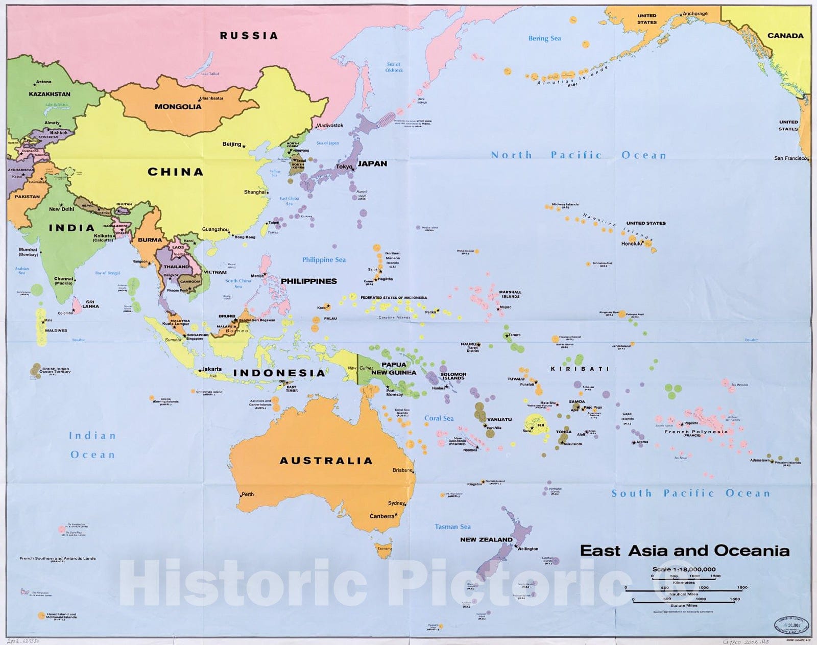 Historic 2002 Map - East Asia and Oceania.