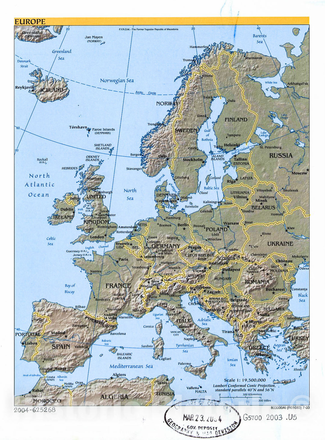 Historic 2001 Map - Europe.