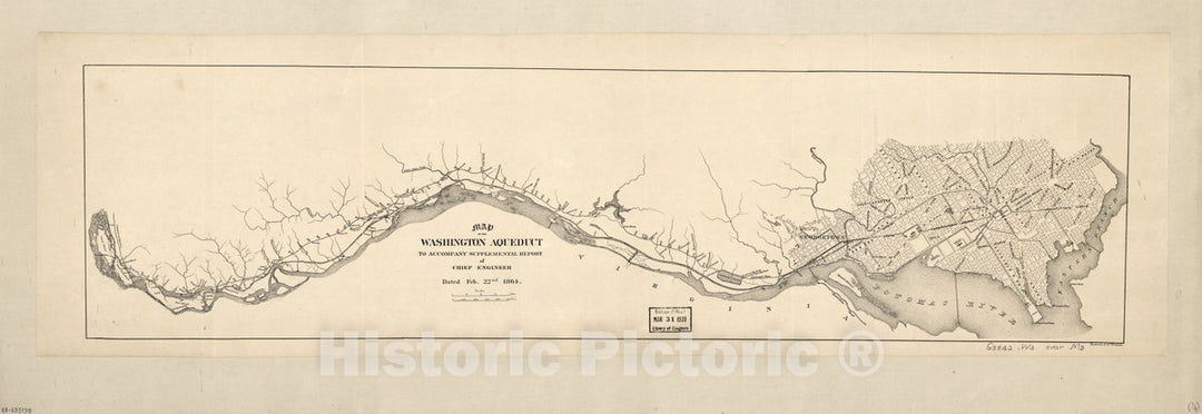 Historic 1864 Map - Maps of The Washington Aqueduct, Md. and Washington D.C. : to accompany supplemental Report of Chief Engineer Dated Feb. 22nd 1864.