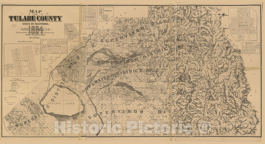 Historic 1884 Map - Map of Tulare County, State of California