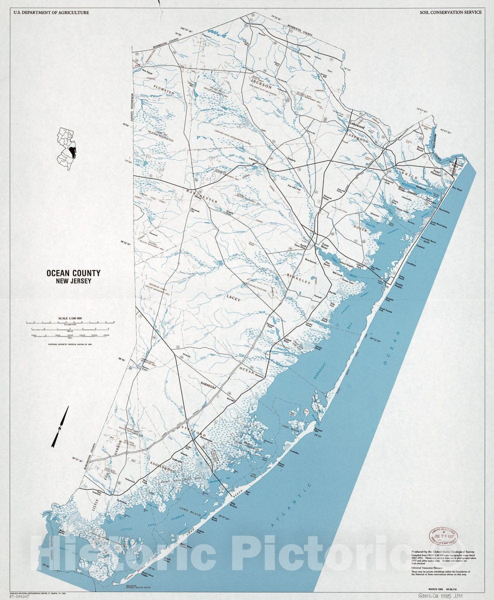 Historic 1985 Map - Ocean County, New Jersey 2