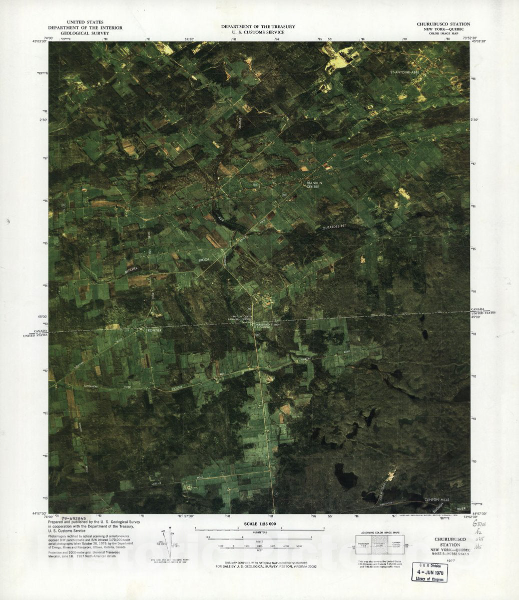 Historic Map - Color Image map : Ports of Entry, United States-Canadian Border - East Richmond Station, Vermont-Quebec