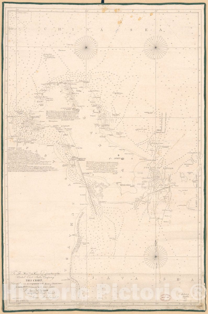 Historic 1820 Map - Chart of The Straits of Gaspar, Straits of Banca, and Adjacent Areas of The China and Java Seas