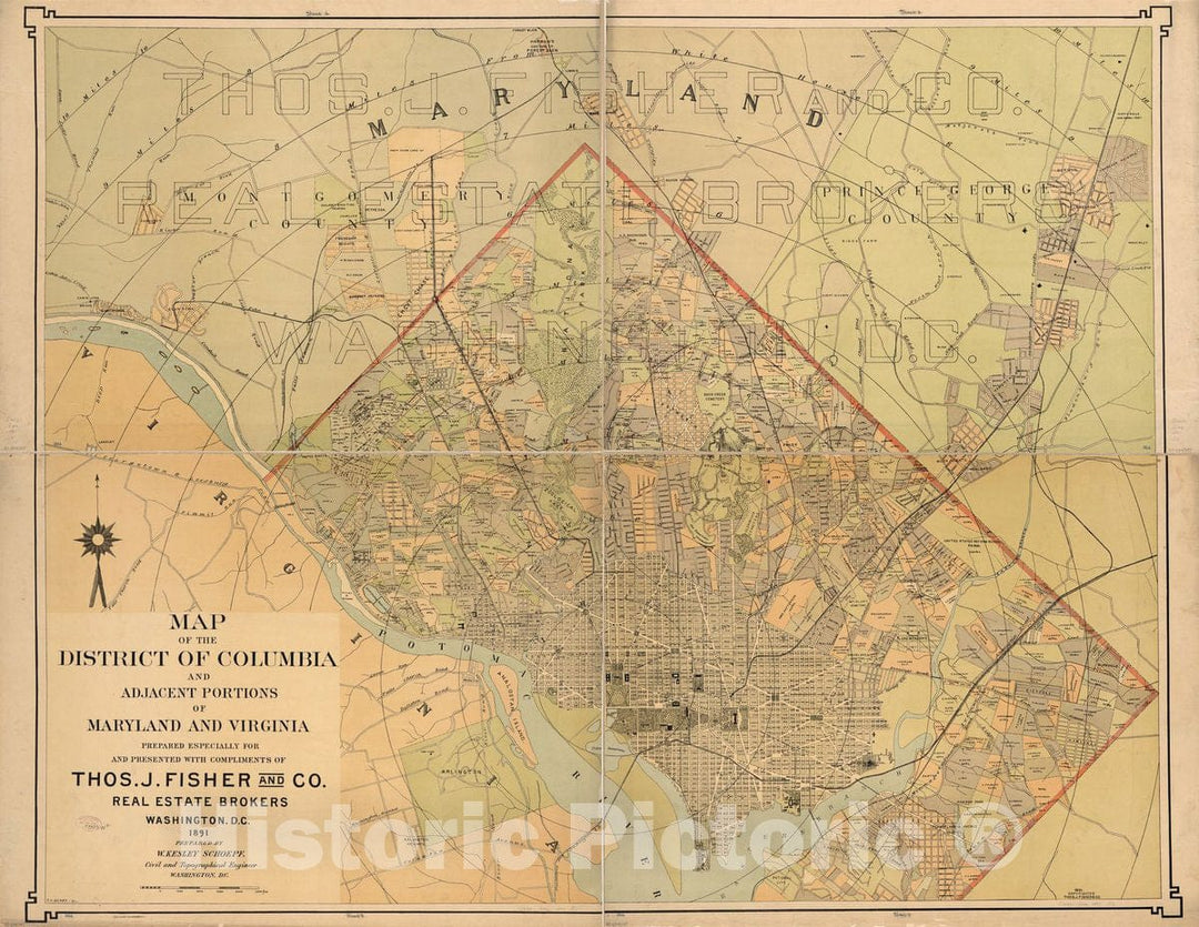 Historic 1891 Map - Map of The District of Columbia and Adjacent portions of Maryland and Virginia 1