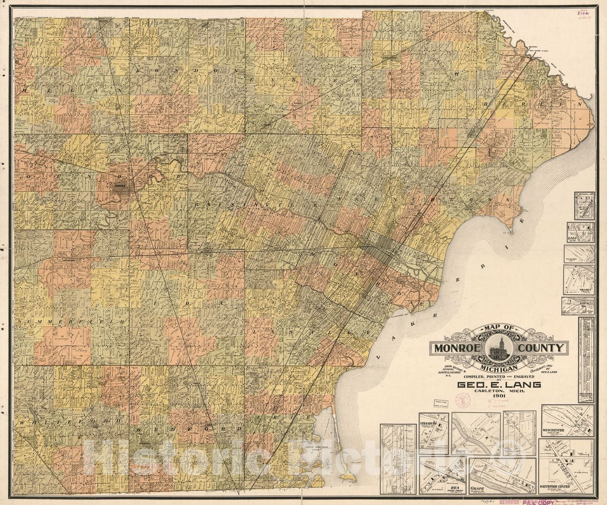 Historic 1901 Map - Map of Monroe County, Michigan