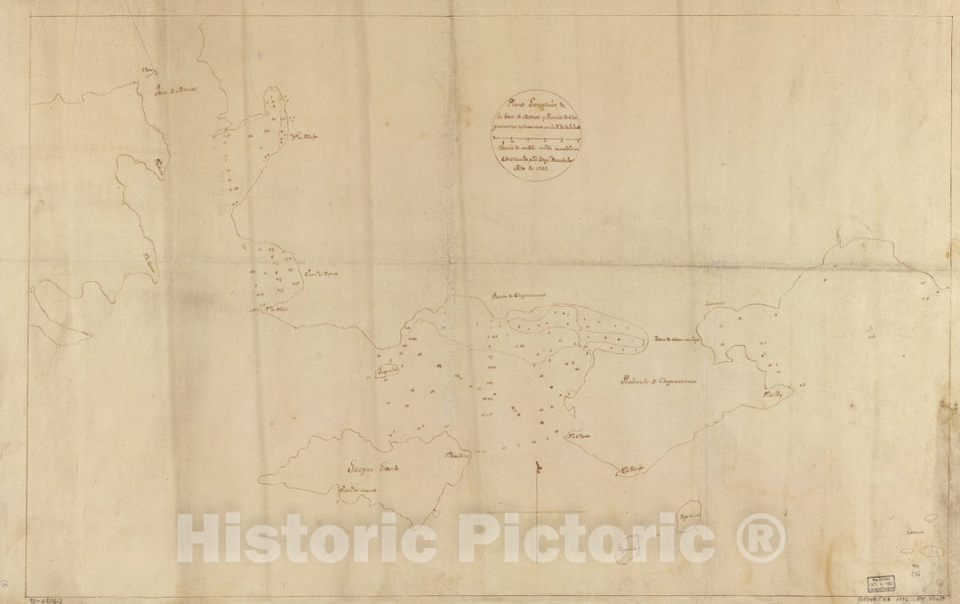 Historic 1792 Map - Plano geomÃ©trico de la Boca de monos y puertos de Charguaramas y Carenero en la Ya. de Trinidad