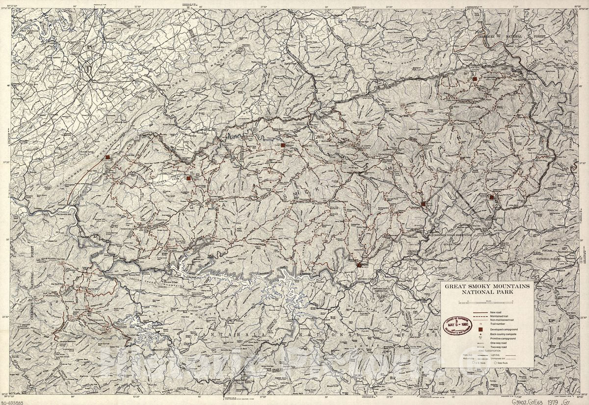 Historic 1979 Map - Great Smoky Mountains National Park.