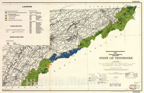 Historic 1979 Map - State of Tennessee, roadless and undeveloped Area Evaluation II, Rare II Final Environmental Statement : January 1979