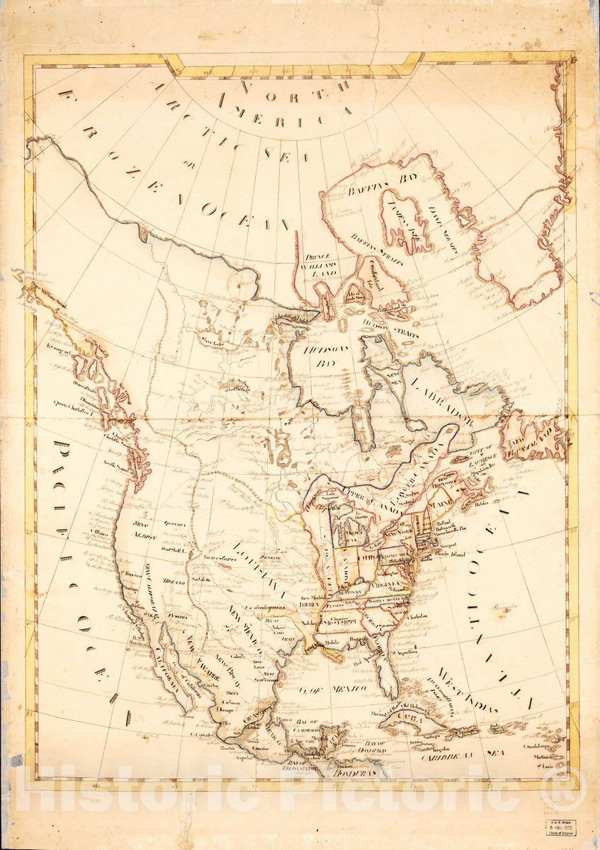 Historic 1815 Map - North America