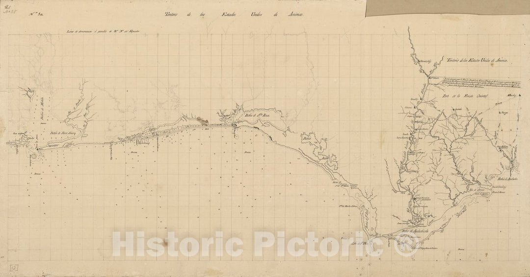 Historic 1815 Map - Map of Spanish East and West Florida from Mobile Bay to Apalache Bay Bounded by The United States Boundary on The North