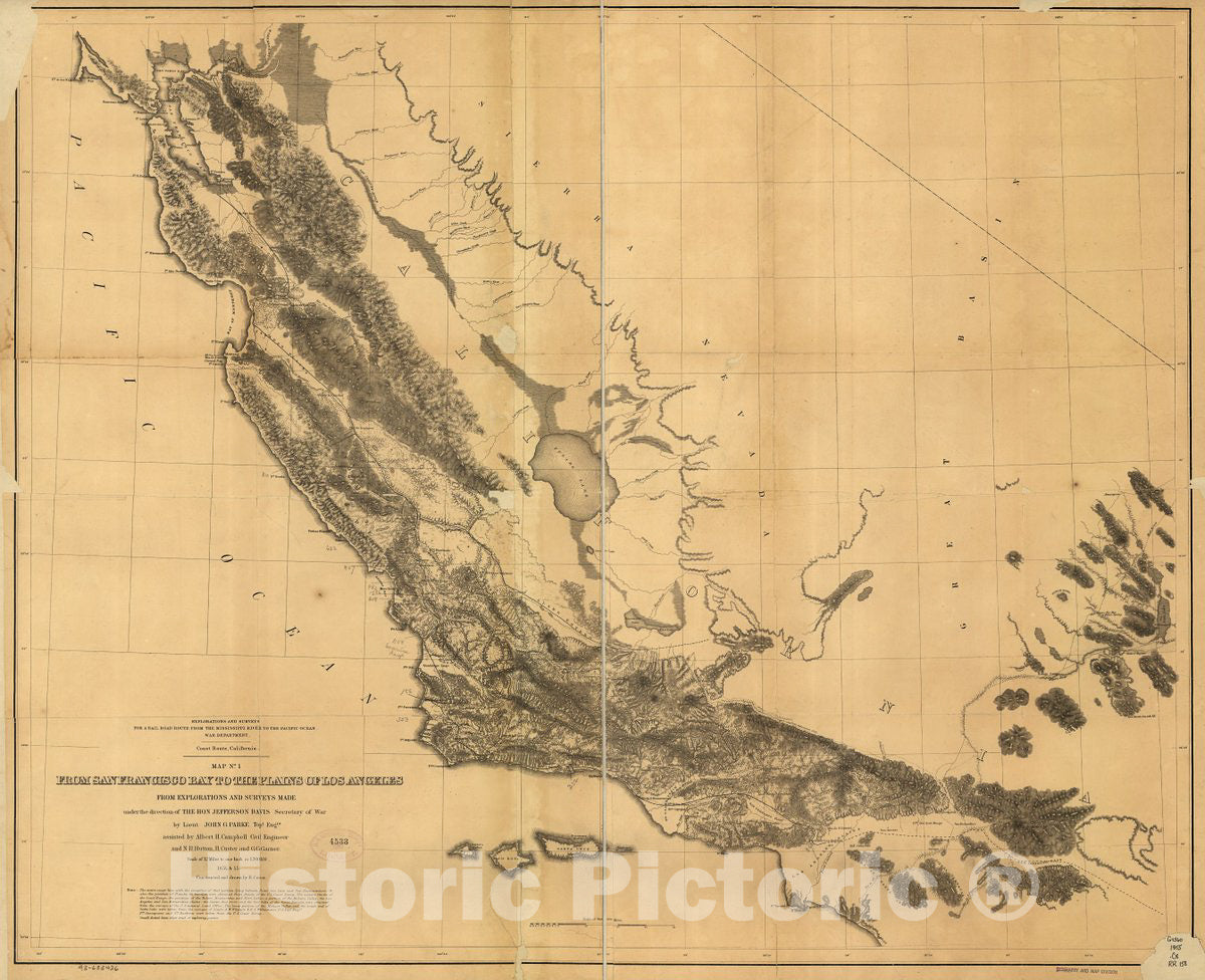 Historic 1859 Map - from San Francisco Bay to The Plains of Los Angeles : from explorations and surveys