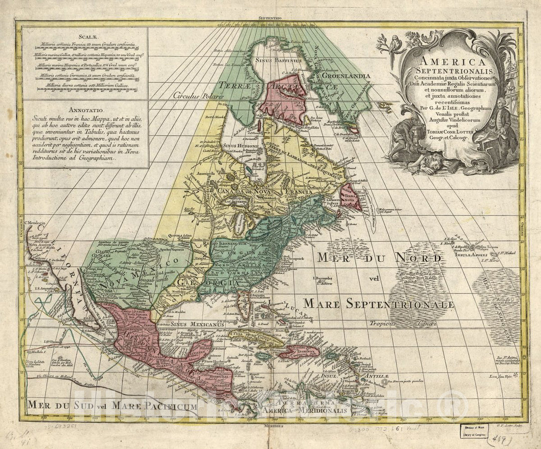 Historic 1772 Map - America Septentrionalis Concinnata Juxta Observationes Dnn Acade - North America - Charts And Maps - Vintage Wall Art