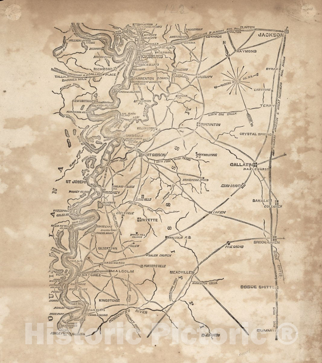 Historic Map - Civil War Proof maps : United States. - Mississippi (Vicksburg to Jackson and South from Kingston to Summit)